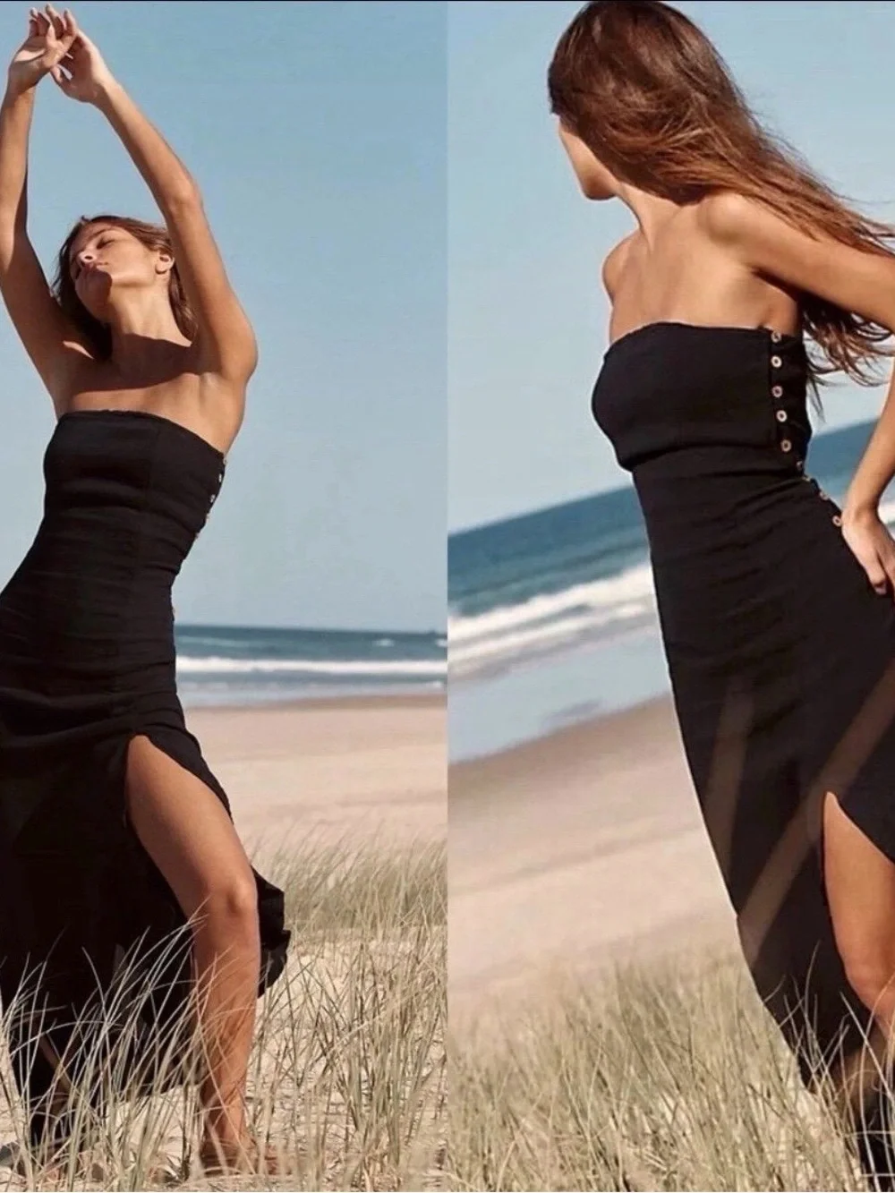 Free People Made Me Blush Strapless Asymmetrical Midi Dress